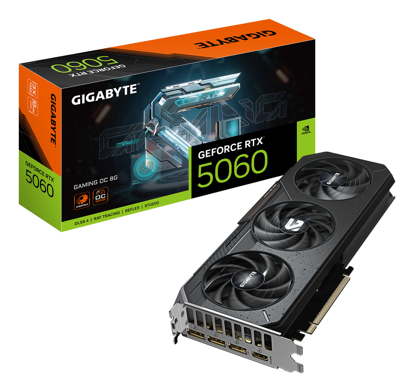 GIGABYTE GeForce RTX 5060 GAMING OC 8G Carte Graphique - 8GB GDDR7, 128bit, PCI-E 5.0, 2595 MHz Fréquence du cœur, 3 x DisplayPort, 1 x HDMI, GV-N5060GAMING OC-8GD