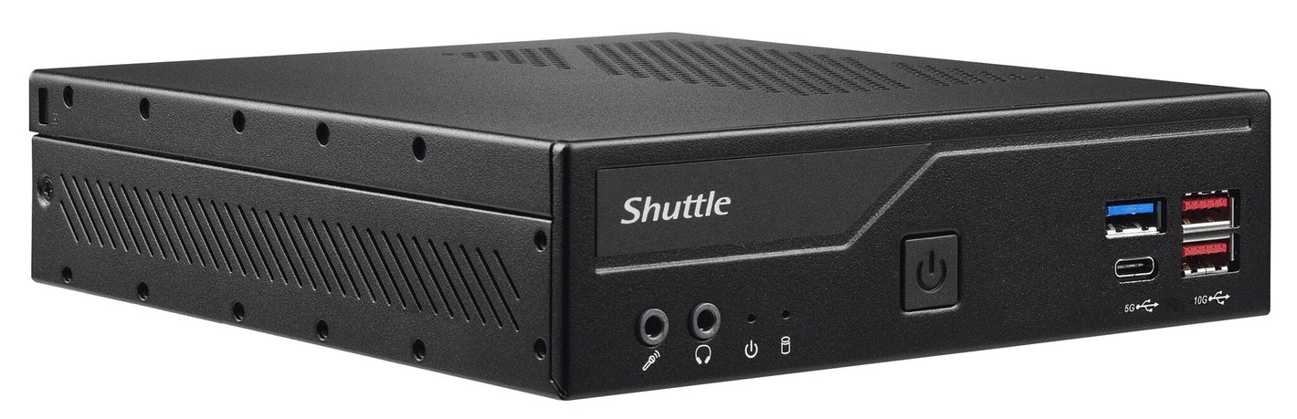 Shuttle Slim PC DH670V2 , S1700, 2x HDMI, 2x DP , 2x 2.5G LAN, 2x COM, 8x USB, 1x 2.5", 2x M.2, fonctionnement permanent 24/7, attaches VESA