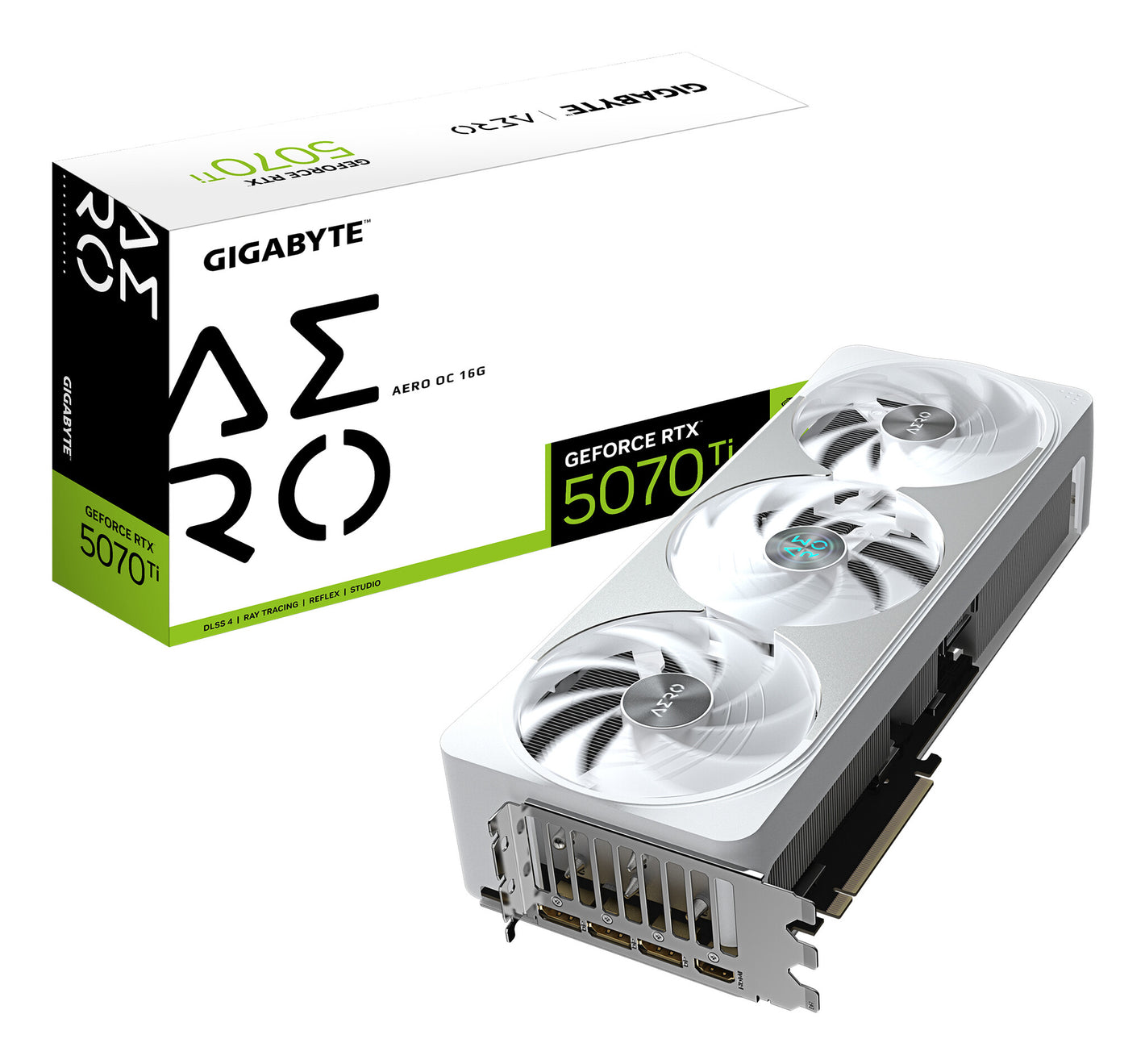 GIGABYTE GeForce RTX 5070 Ti AERO OC 16G Carte Graphique - 16 Go GDDR7, 256 bits, PCI-E 5.0, 2588 MHz Core Clock, 3 x DP 2.1a, 1 x HDMI 2.1b, NVIDIA DLSS 4, GV-N507TAERO OC-16GD