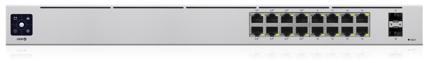 Ubiquiti UniFi 16-Port PoE Géré L2/L3 Gigabit Ethernet (10/100/1000) Connexion Ethernet, supportant l'alimentation via ce port (PoE) 1U Argent