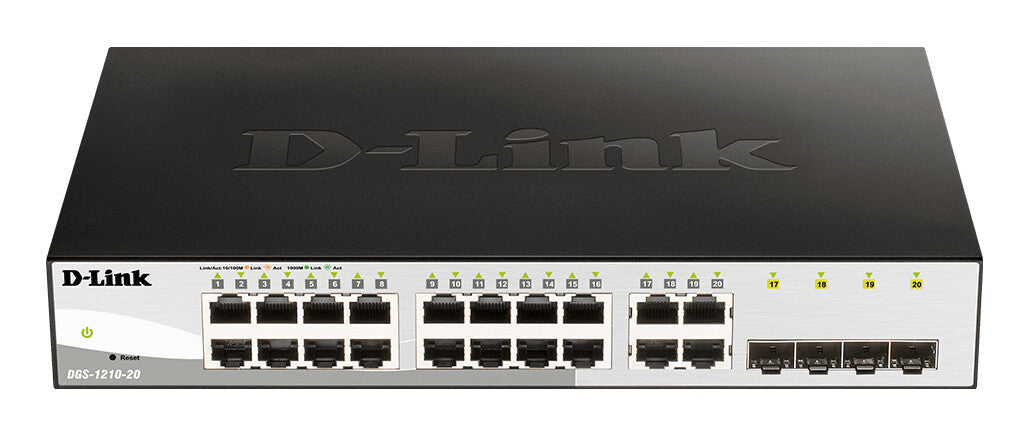 D-Link DGS-1210-20 Géré L2 Gigabit Ethernet (10/100/1000) 1U Noir