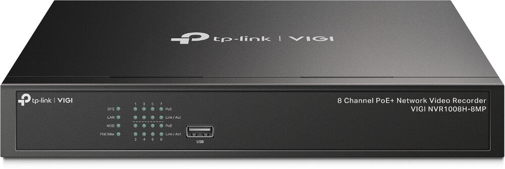 TP-Link VIGI NVR1008H-8MP Enregistreur vidéo sur réseau Noir