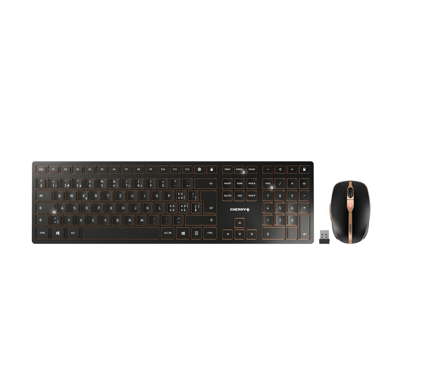 CHERRY DW 9100 SLIM clavier Souris incluse Universel RF sans fil + Bluetooth QWERTZ Suisse Noir