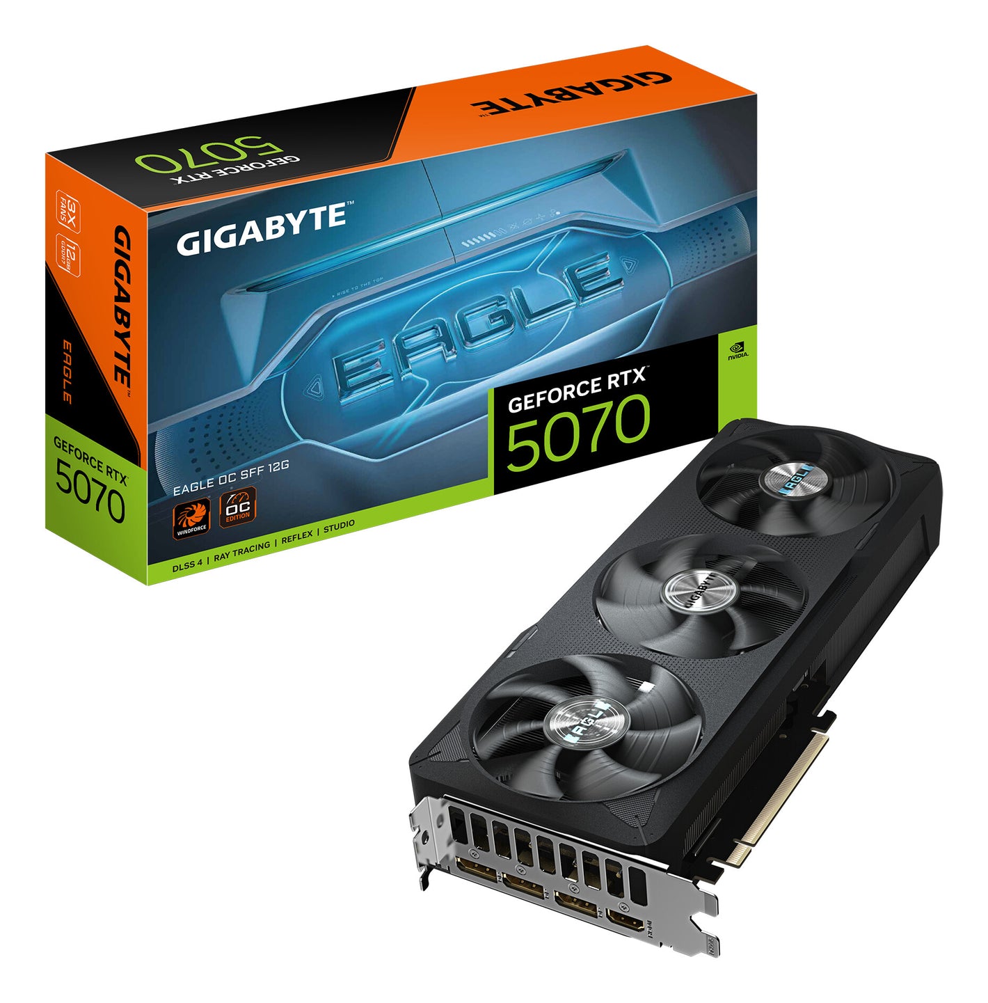 GIGABYTE GeForce RTX 5070 EAGLE OC SFF 12G Carte Graphique - 12 Go GDDR7, 192 bits, PCI-E 5.0, 2587 MHz Core Clock, 3 x DP 2.1b, 1 x HDMI 2.1b, NVIDIA DLSS 4, GV-N5070EAGLE OC-12GD