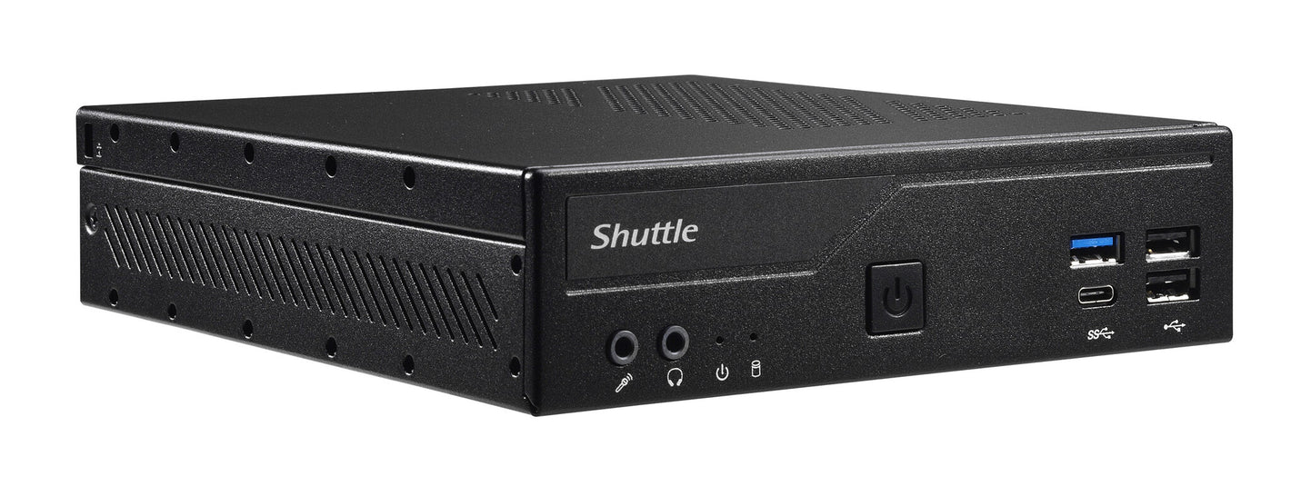 Shuttle Slim PC DH610, S1700, 1x HDMI, 2x DP, 1x 2.5", 2x M.2, 2x LAN (Intel 1G + 2.5G), 2x COM, fonctionnement permanent 24/7, attaches VESA