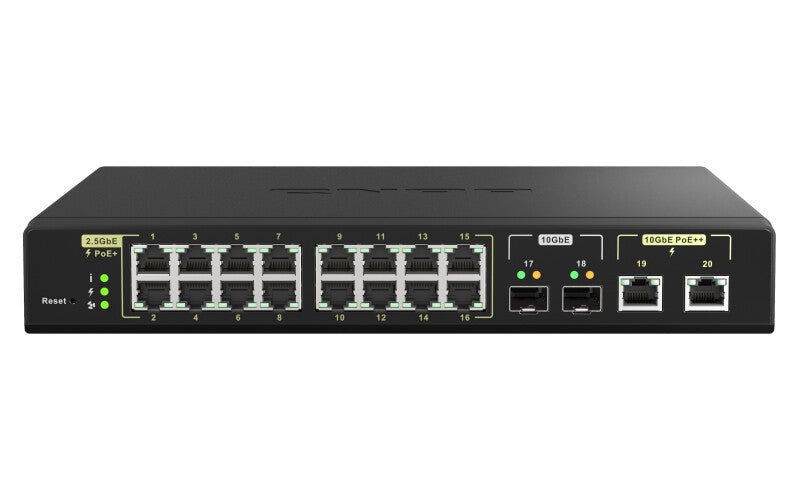 QNAP QSW-M2116P-2T2S commutateur réseau Géré L2 2.5G Ethernet Connexion Ethernet, supportant l'alimentation via ce port (PoE) Noir