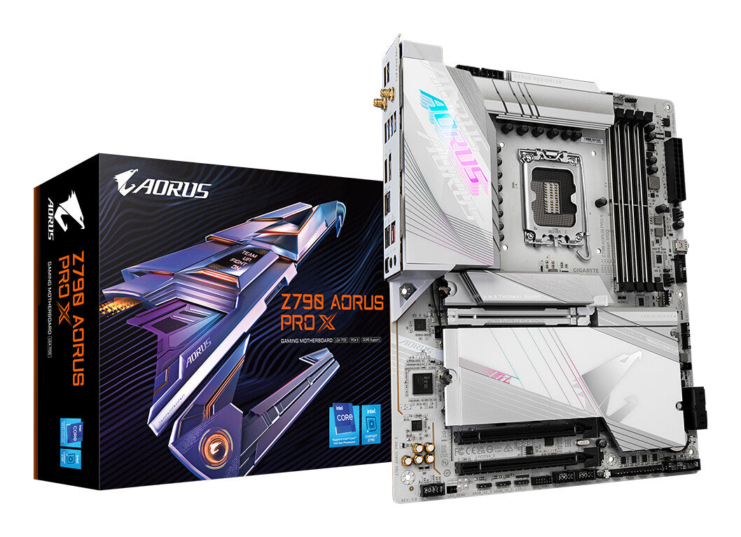 GIGABYTE Z790 AORUS PRO X Carte mère - Prend en charge les processeurs Intel de 14e génération, VRM 18+1+2 phases, jusqu'à 8266 MHz DDR5 (OC), 1xPCIe 5.0 + 4xPCIe 4.0 M.2, Wi-Fi 7, LAN 5GbE, USB 3.2 Gen 2x2