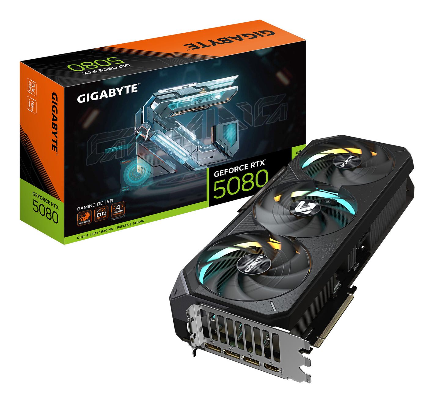 GIGABYTE GeForce RTX 5080 GAMING OC 16G Carte Graphique - 16GB GDDR7, 256 bits, PCI-E 5.0, 2730MHz Core Clock, 3 x DisplayPort, 1 x HDMI, GV-N5080GAMING OC-16GD
