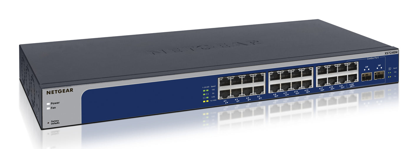 NETGEAR XS724EM Géré L2 10G Ethernet (100/1000/10000) 1U Bleu, Gris