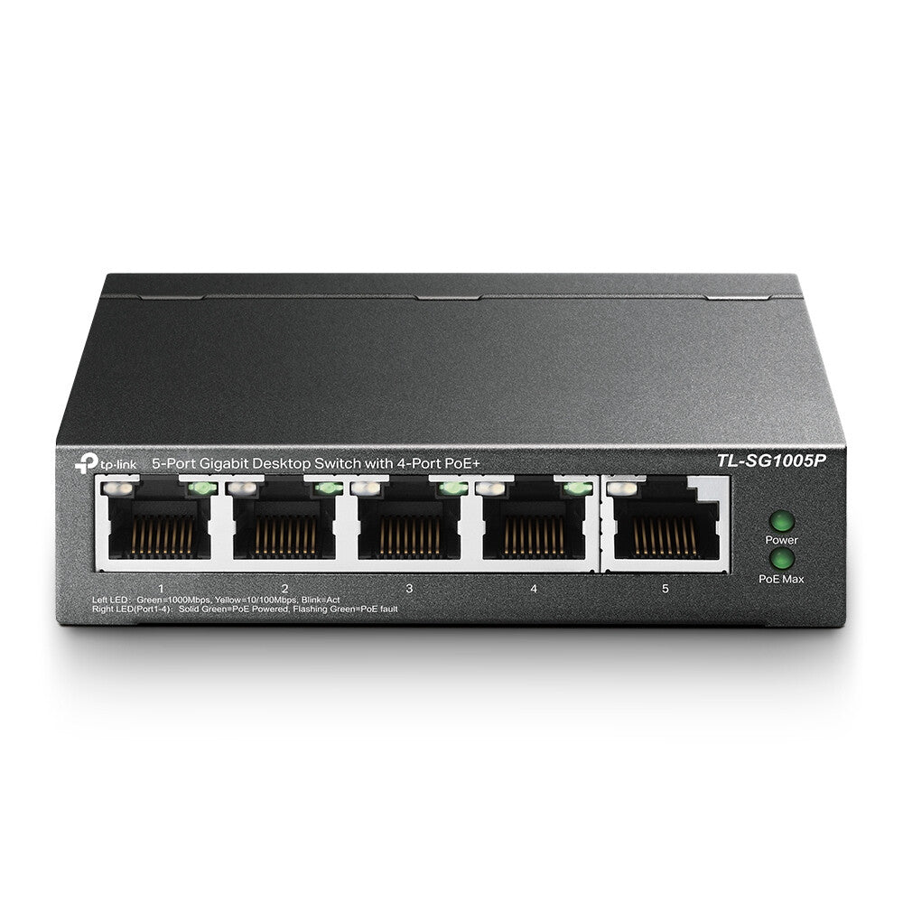 TP-Link TL-SG1005P commutateur réseau Non-géré Gigabit Ethernet (10/100/1000) Connexion Ethernet, supportant l'alimentation via ce port (PoE) Noir