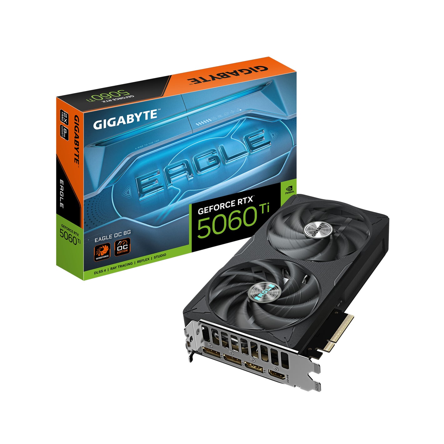 GIGABYTE GeForce RTX 5060 Ti EAGLE OC 8G Carte Graphique – 8 Go GDDR7, 128 bits, PCI-E 5.0, 2617 MHz Fréquence du processeur, 3 x DisplayPort, 1 x HDMI, GV-N506TEAGLE OC-8GD