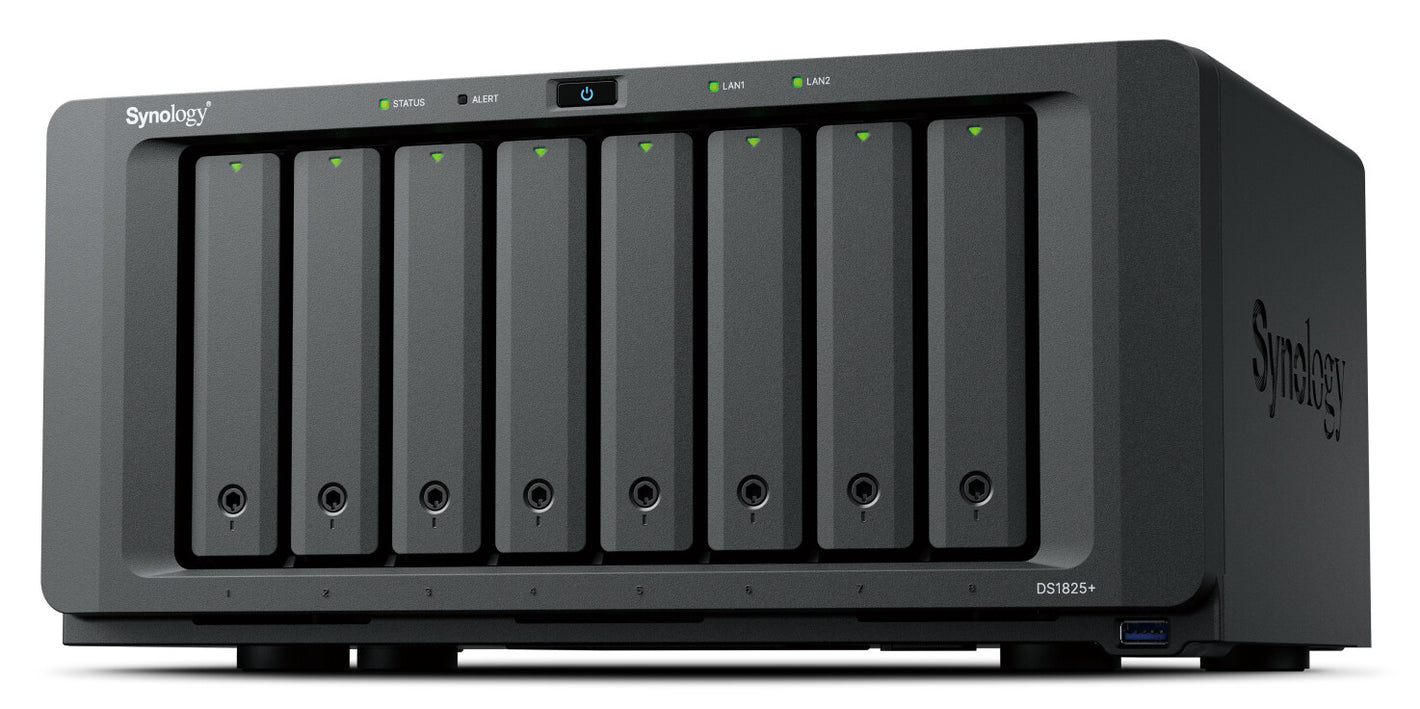 Synology DiskStation DS1825+ serveur de stockage NAS Ryzen Embedded V1500B 8 Go DDR4 0 To Noir