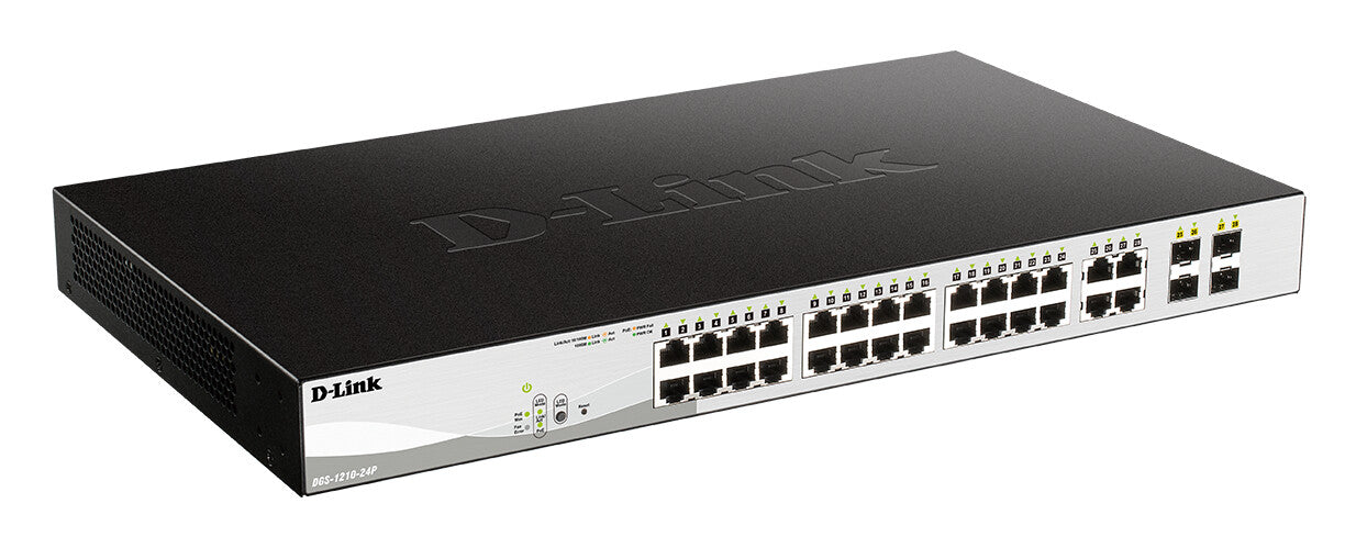 D-Link DGS-1210-24P Géré L2 Gigabit Ethernet (10/100/1000) Connexion Ethernet, supportant l'alimentation via ce port (PoE) Noir
