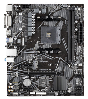 GIGABYTE Carte mère A520M H - Prend en charge les processeurs AMD Ryzen série 5000 AM4, VRM numérique pur 4+3 phases, jusqu'à 5100 MHz DDR4 (OC), PCIe 3.0 x4 M.2, LAN GbE, USB 3.2 Gen 1