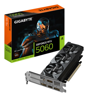 GIGABYTE GeForce RTX 5060 OC Low Profile 8G Carte Graphique - 8GB GDDR7, 128bit, PCI-E 5.0, 2512 MHz Fréquence du cœur, 3 x DisplayPort, 1 x HDMI, GV-N5060OC-8GL