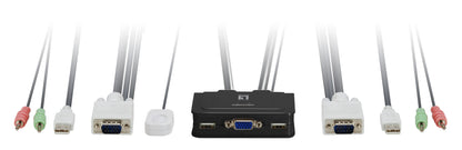 LevelOne KVM-0223 commutateur écran, clavier et souris Noir