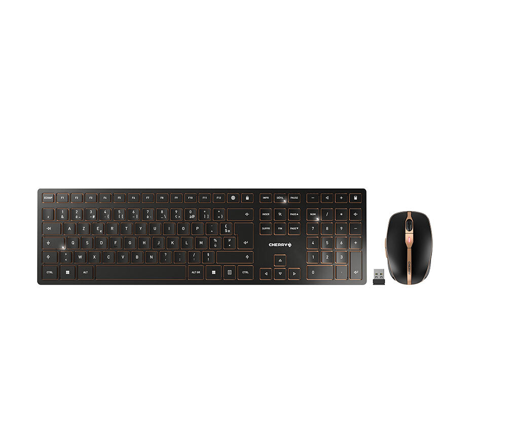 CHERRY DW 9100 SLIM clavier Souris incluse Universel RF sans fil + Bluetooth AZERTY Français Noir
