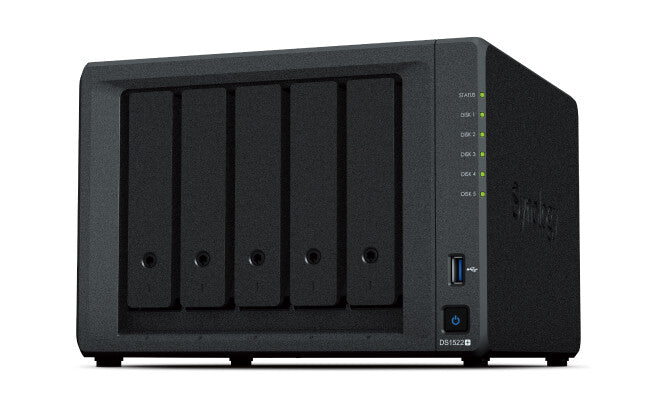 Synology DiskStation DS1522+ serveur de stockage NAS Tower SoC AMD Embedded série R R1600 8 Go DDR4 0 To DiskStation Manager Noir
