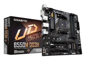 GIGABYTE B550M DS3H Carte mère - Processeurs AMD Ryzen 5000, VRM 5+3 phases, jusqu'à 4733 MHz DDR4, 1xPCIe 4.0 + 1xPCIe 3.0 M.2, LAN 1GbE, USB 3.2 Gen 1