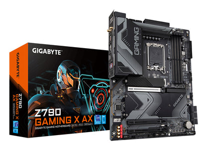 GIGABYTE Z790 GAMING X AX Carte mère - Compatible avec processeurs Intel Core 14th CPUs, 16+1+2 Phases Digital VRM, up to 7600MHz DDR5 (OC), 4xPCIe 4.0 M.2, Wi-Fi 6E, 2.5GbE LAN , USB 3.2 Gen 2x2