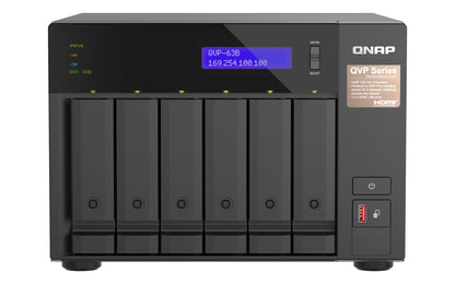 QNAP QVP-63B serveur de stockage NAS Tower Intel® Core™ i3 16 Go DDR4 0 To Noir