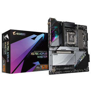 GIGABYTE X670E AORUS MASTER Carte mère - Compatible avec AMD Ryzen 9000 Series CPUs, 16+2+2 Phases Digital VRM, up to 8000MHz DDR5 (OC), 2xPCIe 5.0 + 2xPCIe 4.0 M.2, Wi-Fi 6E, 2.5GbE LAN, USB 3.2 Gen 2x2