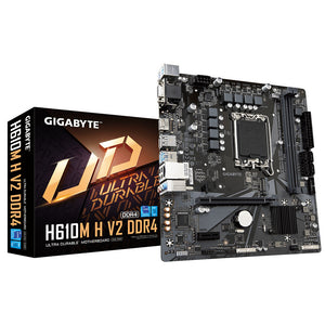 GIGABYTE H610M H V2 DDR4 Carte mère - Compatible avec processeurs Intel Core 14th CPUs, 6+1+1 Hybrid Digital VRM, up to 3200MHz DDR4 (OC), 1xPCIe 3.0 M.2, GbE LAN, USB 3.2 Gen 1