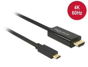 DeLOCK 85290 câble vidéo et adaptateur 1 m USB Type-C HDMI Noir