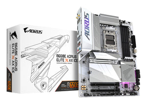 GIGABYTE B650E AORUS ELITE X AX ICE Carte mère - AMD Ryzen série 9000, VRM 12+2+2 phases, jusqu'à 8000 MHz DDR5 (OC), 1xPCIe 5.0 + 2xPCIe 4.0 M.2, LAN 2,5 GbE, WIFI 6E, USB 3.2 Gen 2