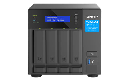 QNAP TVS-H474 NAS Tower Intel® Pentium® G7400 8 Go DDR4 0 To QuTS hero Noir