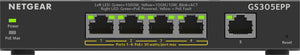 NETGEAR 5-Port Gigabit Ethernet High-Power PoE+ Plus Switch (GS305EPP) Géré L2/L3 Gigabit Ethernet (10/100/1000) Connexion Ethernet, supportant l'alimentation via ce port (PoE) Noir