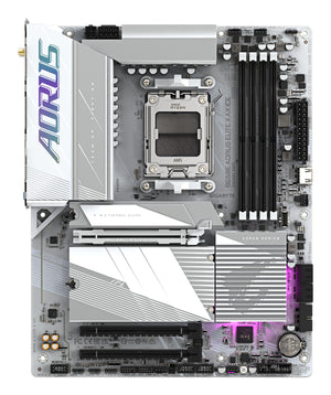 GIGABYTE B650E AORUS ELITE X AX ICE Carte mère - AMD Ryzen série 9000, VRM 12+2+2 phases, jusqu'à 8000 MHz DDR5 (OC), 1xPCIe 5.0 + 2xPCIe 4.0 M.2, LAN 2,5 GbE, WIFI 6E, USB 3.2 Gen 2