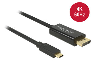 DeLOCK 85257 câble vidéo et adaptateur 3 m USB Type-C DisplayPort Noir