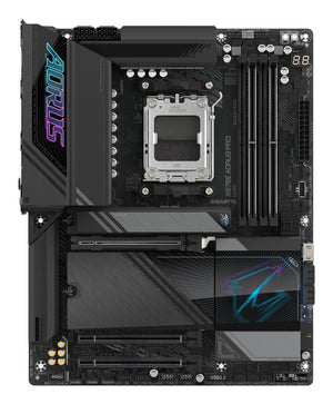 GIGABYTE X870E AORUS PRO Carte Mère - Prend en charge les processeurs AMD Ryzen 9000, 16+2+2 phases VRM numérique, jusqu'à 8000MHz DDR5 (OC), 3xPCIe 5.0 + 1xPCIe 4.0, Wi-Fi 7, LAN 2.5GbE, USB 4