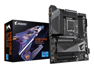 GIGABYTE B760 AORUS ELITE AX Carte Mère - Prend en charge les processeurs Intel Core de 14e génération, VRM 12+1+1 phases, jusqu'à 7800MHz DDR5 (OC), 1xPCIe 4.0 + 2xPCIe 3.0 M.2, Wi-Fi 6E, LAN 2.5GbE, USB 3.2 Gen 2