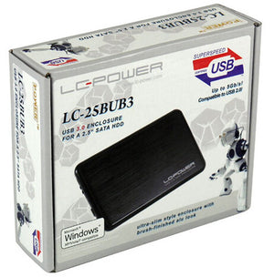LC-Power LC-25BUB3 Boîtier de disques de stockage Aluminium, Noir 2.5"