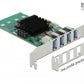 DeLOCK Carte PCI Express x4 vers 4 x externes USB 3.0 Quad Channel - Facteur de forme à profil bas