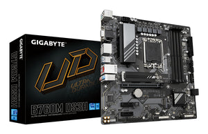 GIGABYTE B760M DS3H Carte Mère - Compatible avec les processeurs Intel Core 14e génération, VRM numérique 6+2+1 phases, jusqu'à 7600MHz DDR5 (OC), 2x PCIe 4.0 M.2, LAN 2.5GbE, USB 3.2 Gen