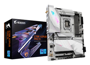 GIGABYTE Z790 AORUS PRO X Carte mère - Prend en charge les processeurs Intel de 14e génération, VRM 18+1+2 phases, jusqu'à 8266 MHz DDR5 (OC), 1xPCIe 5.0 + 4xPCIe 4.0 M.2, Wi-Fi 7, LAN 5GbE, USB 3.2 Gen 2x2
