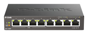D-Link DGS-1008P/E commutateur réseau Non-géré L2 Gigabit Ethernet (10/100/1000) Connexion Ethernet, supportant l'alimentation via ce port (PoE) Bureau Noir