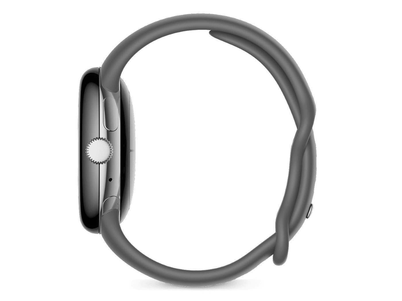 Google Pixel Watch polished silver stainless steel 41mm charcoal active band_75670.jpg