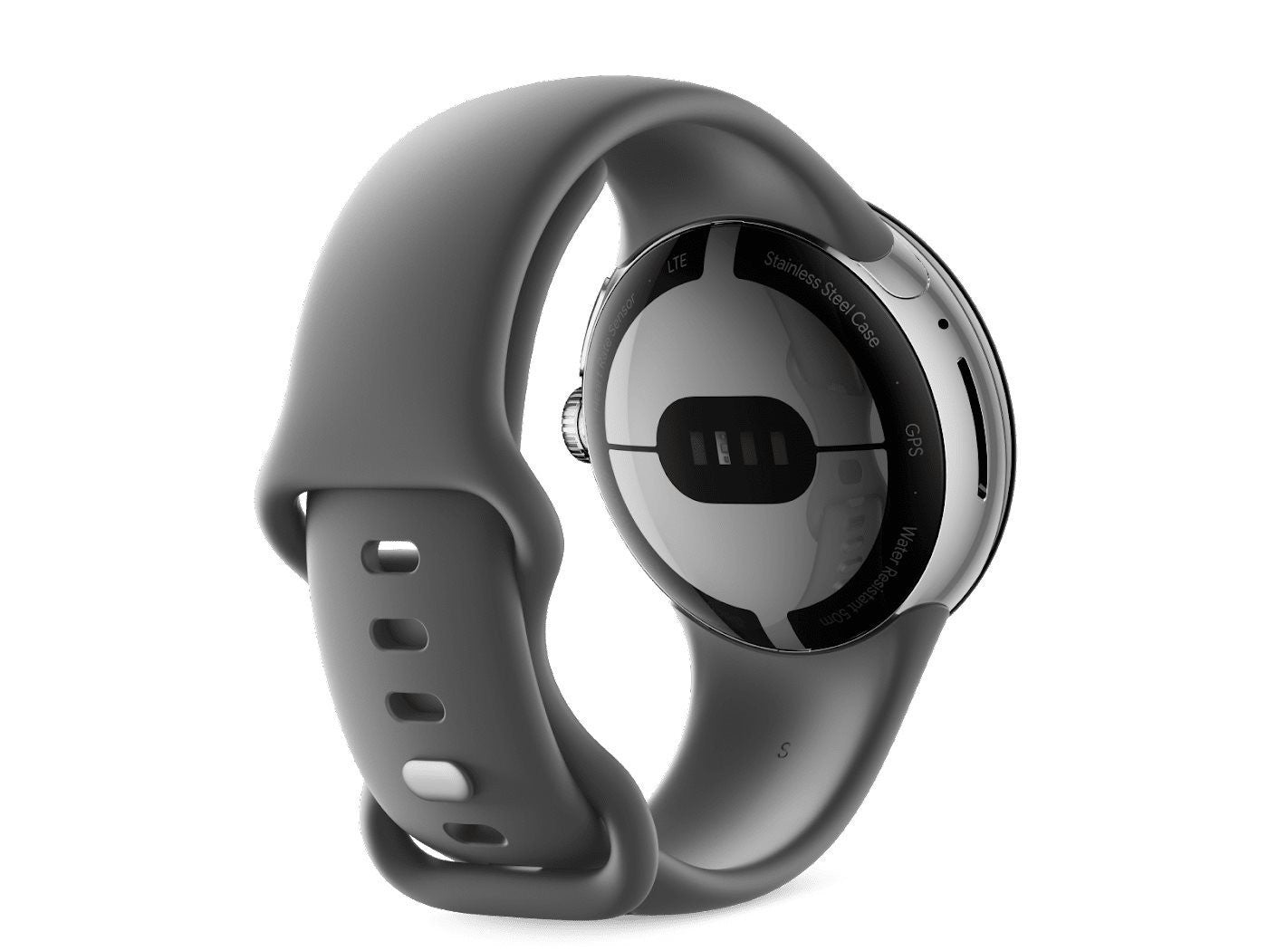 Google Pixel Watch polished silver stainless steel 41mm charcoal active band_75671.jpg