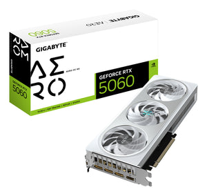 GIGABYTE GeForce RTX 5060 AERO OC 8G Carte Graphique - 8GB GDDR7, 128bit, PCI-E 5.0, 2595 MHz Fréquence du cœur, 3 x DisplayPort, 1 x HDMI, GV-N5060AERO OC-8GD