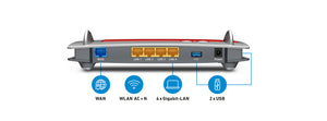 FRITZ! Box 4040 routeur sans fil Gigabit Ethernet Bi-bande (2,4 GHz / 5 GHz) Rouge, Argent
