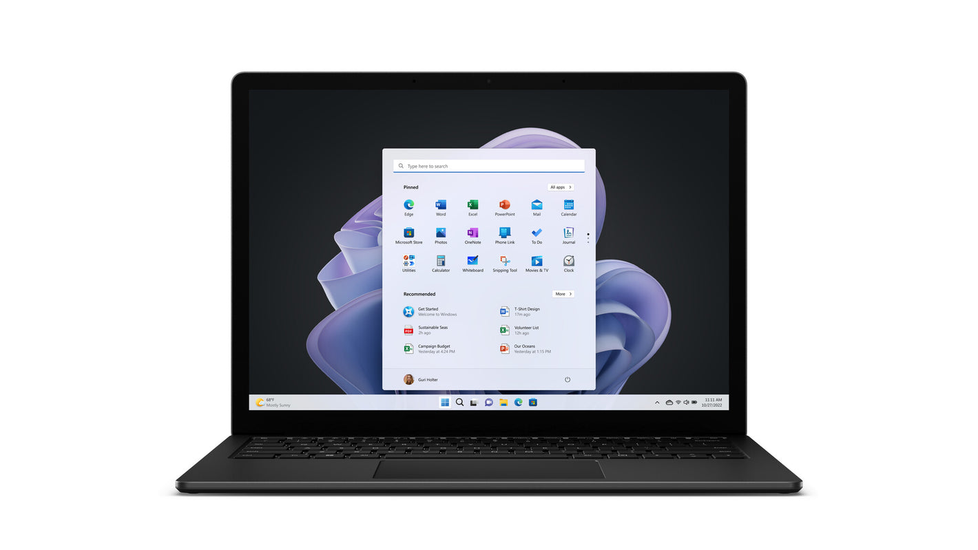 Microsoft Surface Laptop 5 Intel® Core™ i5 i5-1245U Ordinateur portable 34,3 cm (13.5") Écran tactile 8 Go LPDDR5x-SDRAM 256 Go SSD Wi-Fi 6 (802.11ax) Windows 11 Pro Allemand Noir