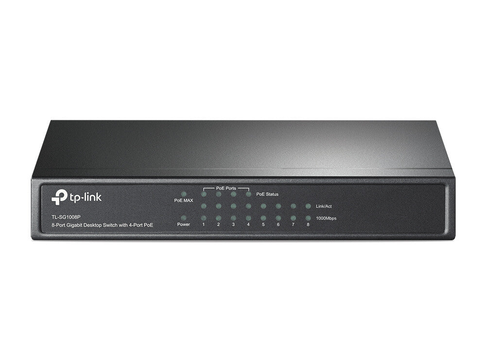 TP-Link TL-SG1008P commutateur réseau Non-géré Gigabit Ethernet (10/100/1000) Connexion Ethernet, supportant l'alimentation via ce port (PoE) Noisettes