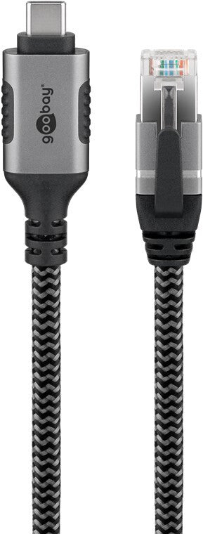 Goobay 70696 changeur de genre de câble USB C RJ-45 Noir, Argent