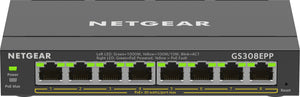 NETGEAR 8-Port Gigabit Ethernet High-Power PoE+ Plus Switch (GS308EPP) Géré L2/L3 Gigabit Ethernet (10/100/1000) Connexion Ethernet, supportant l'alimentation via ce port (PoE) Noir