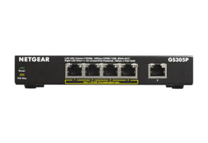 NETGEAR GS305Pv2 Non-géré Gigabit Ethernet (10/100/1000) Connexion Ethernet, supportant l'alimentation via ce port (PoE) Noir