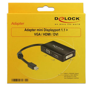 DeLOCK 0.16m DisplayPort/VGA + HDMI + DVI 0,16 m Mini DisplayPort VGA (D-Sub)+ HDMI + DVI Noir